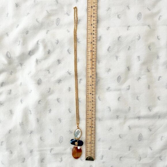 Artisan Pendant Gold-Tone Necklace- Sodalite, Blue Agate, Pearls & Carnelian - Picture 13 of 13